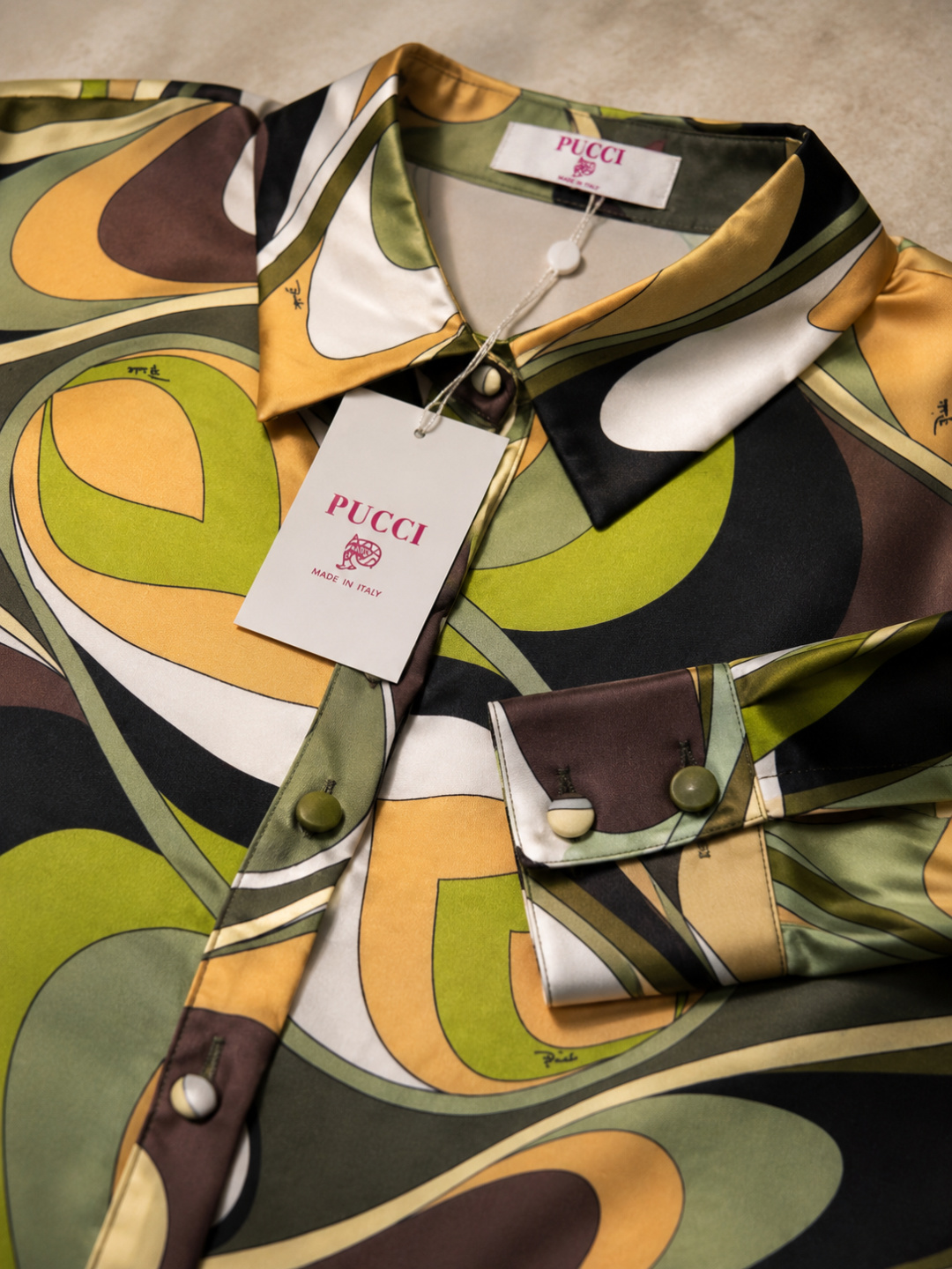 Pucci Green Printed Maxi Shirt Dress