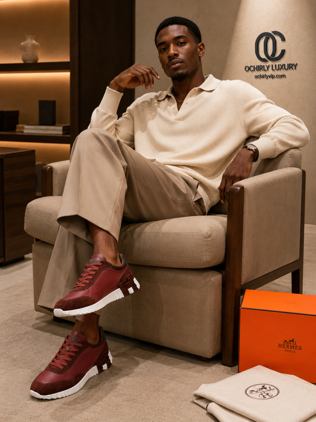 Bouncing Low-Top Sneakers in Burgundy Calfskin