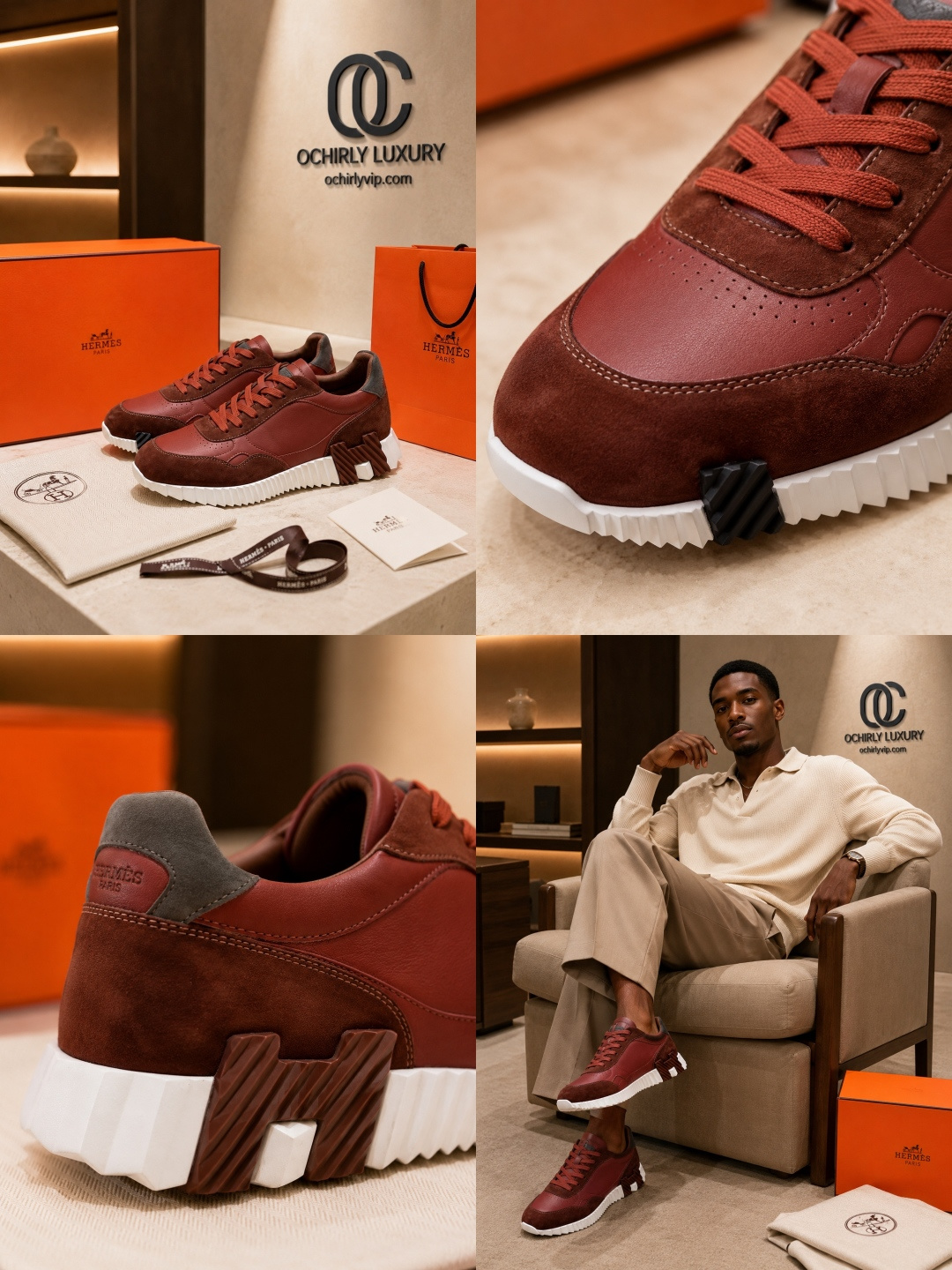 Bouncing Low-Top Sneakers in Burgundy Calfskin