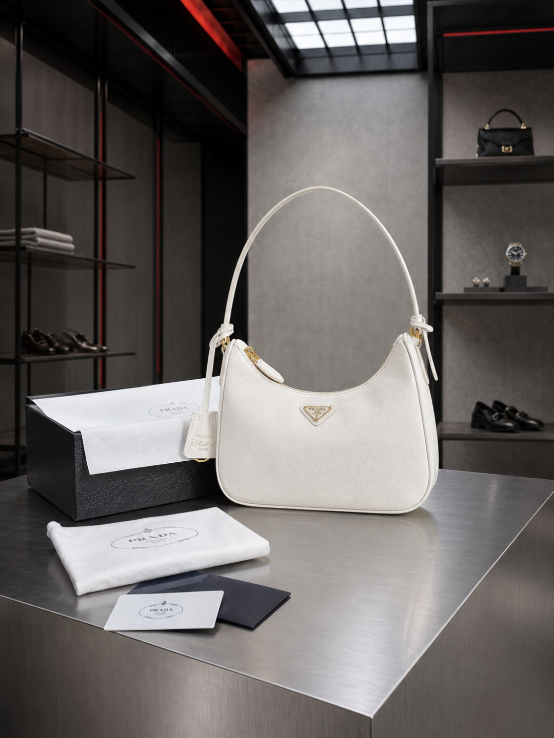 Prada Re-Edition Saffiano Leather Shoulder Bag