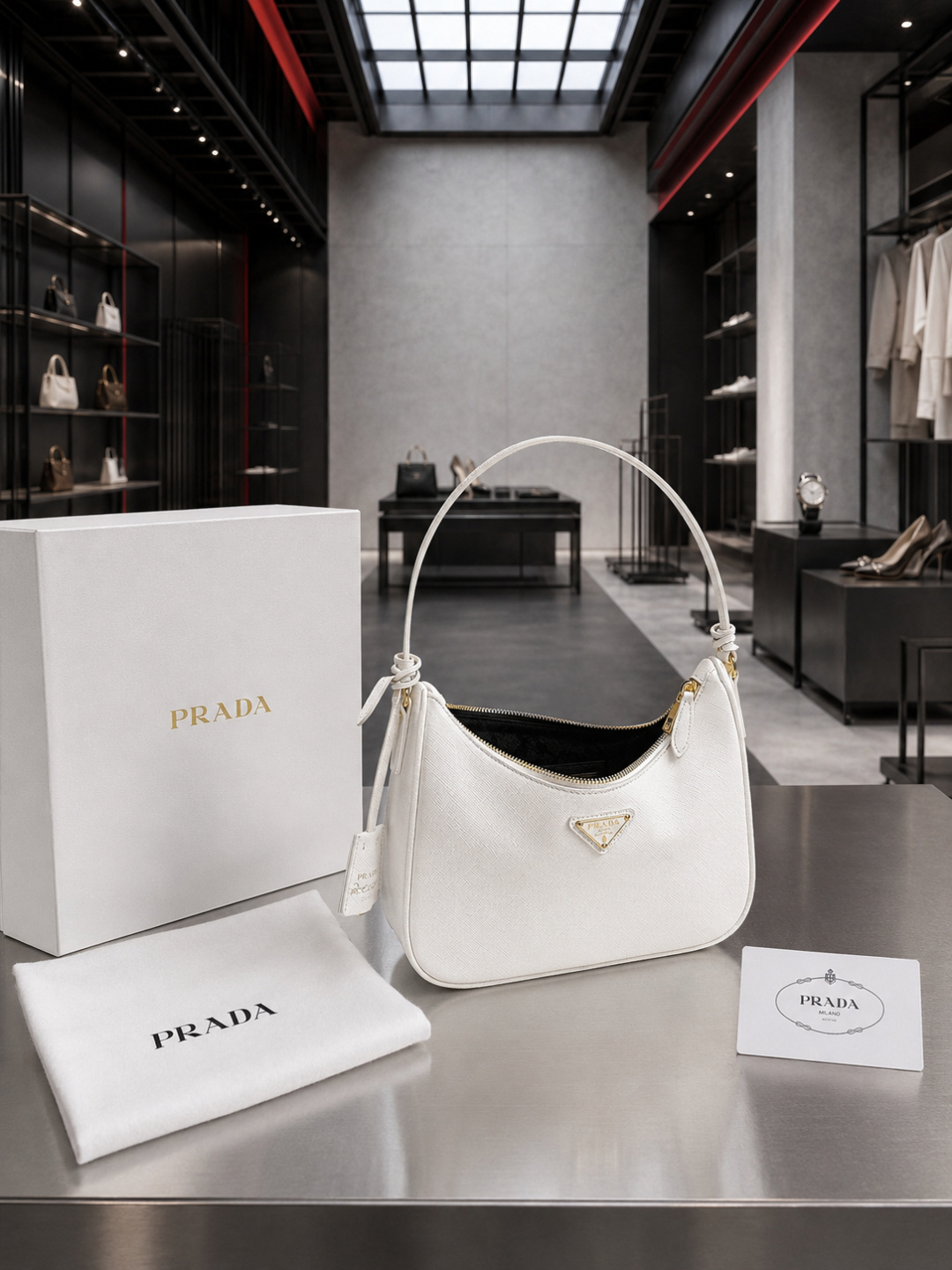 Prada Re-Edition Saffiano Leather Shoulder Bag