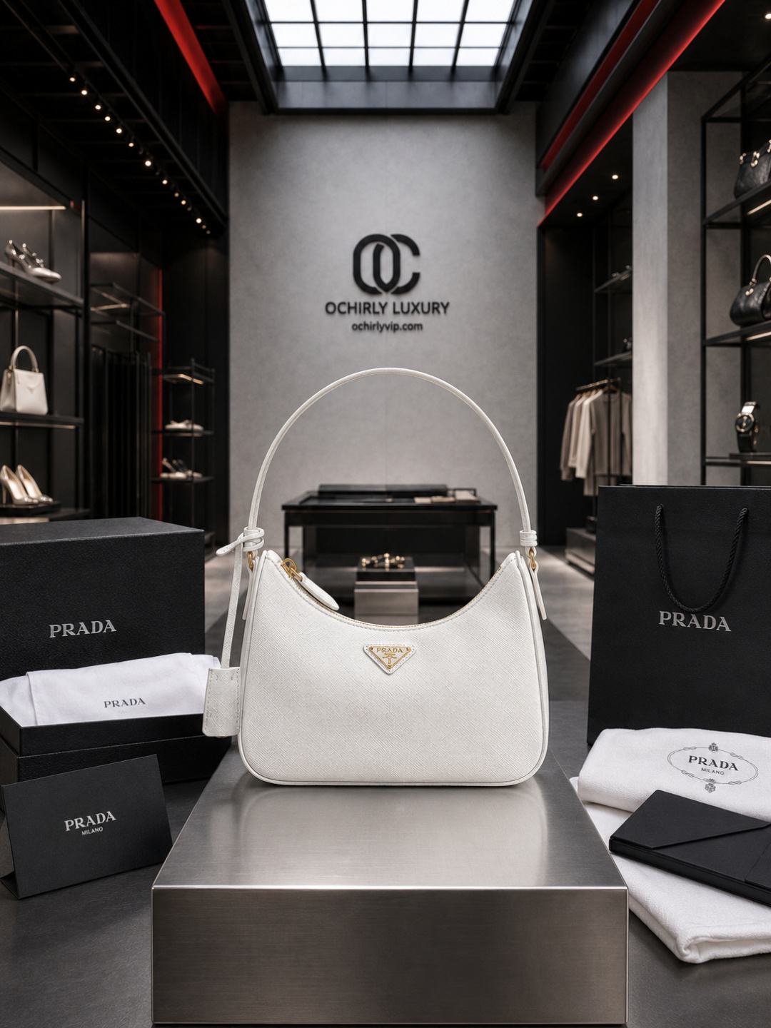 Prada Re-Edition Saffiano Leather Shoulder Bag