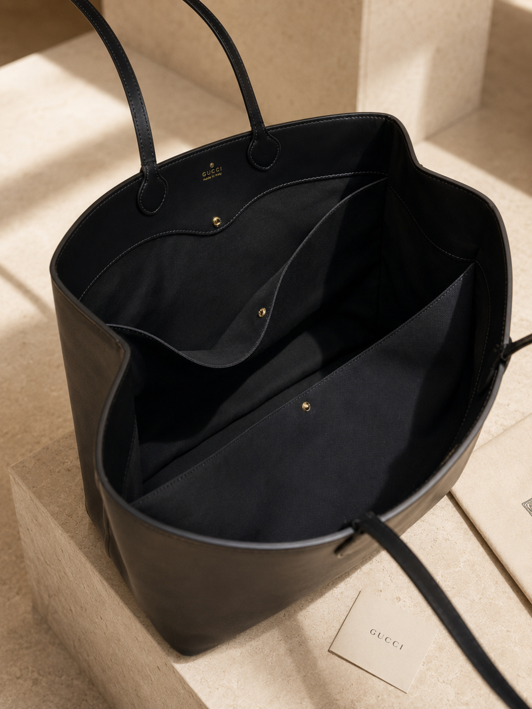 Gucci Large Black Leather Tote Bag