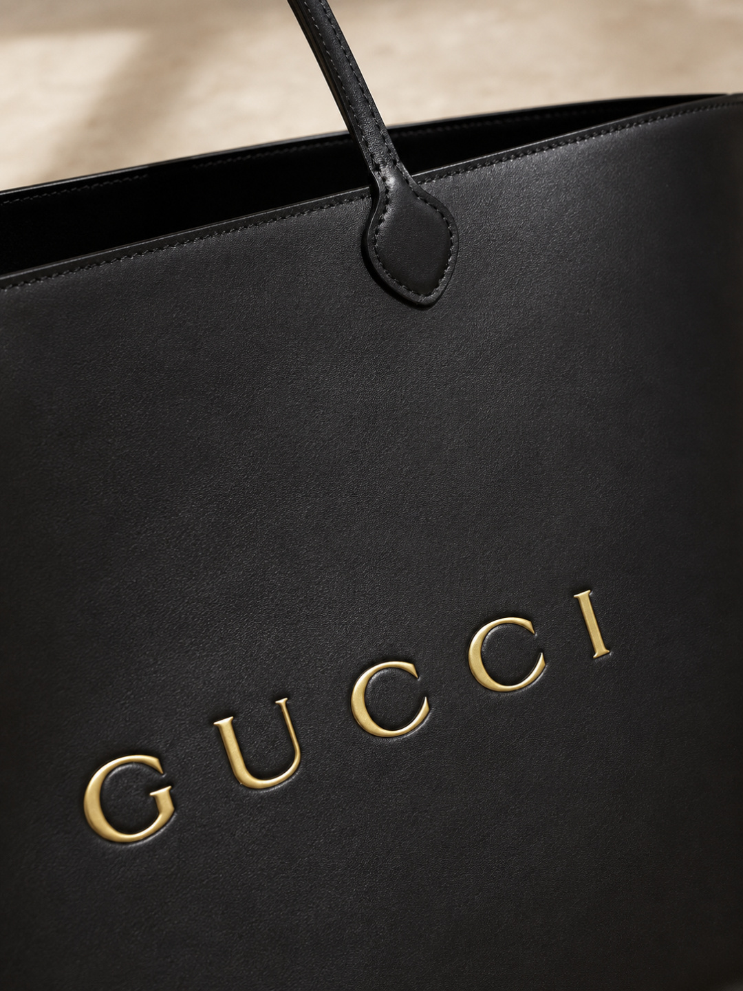 Gucci Large Black Leather Tote Bag