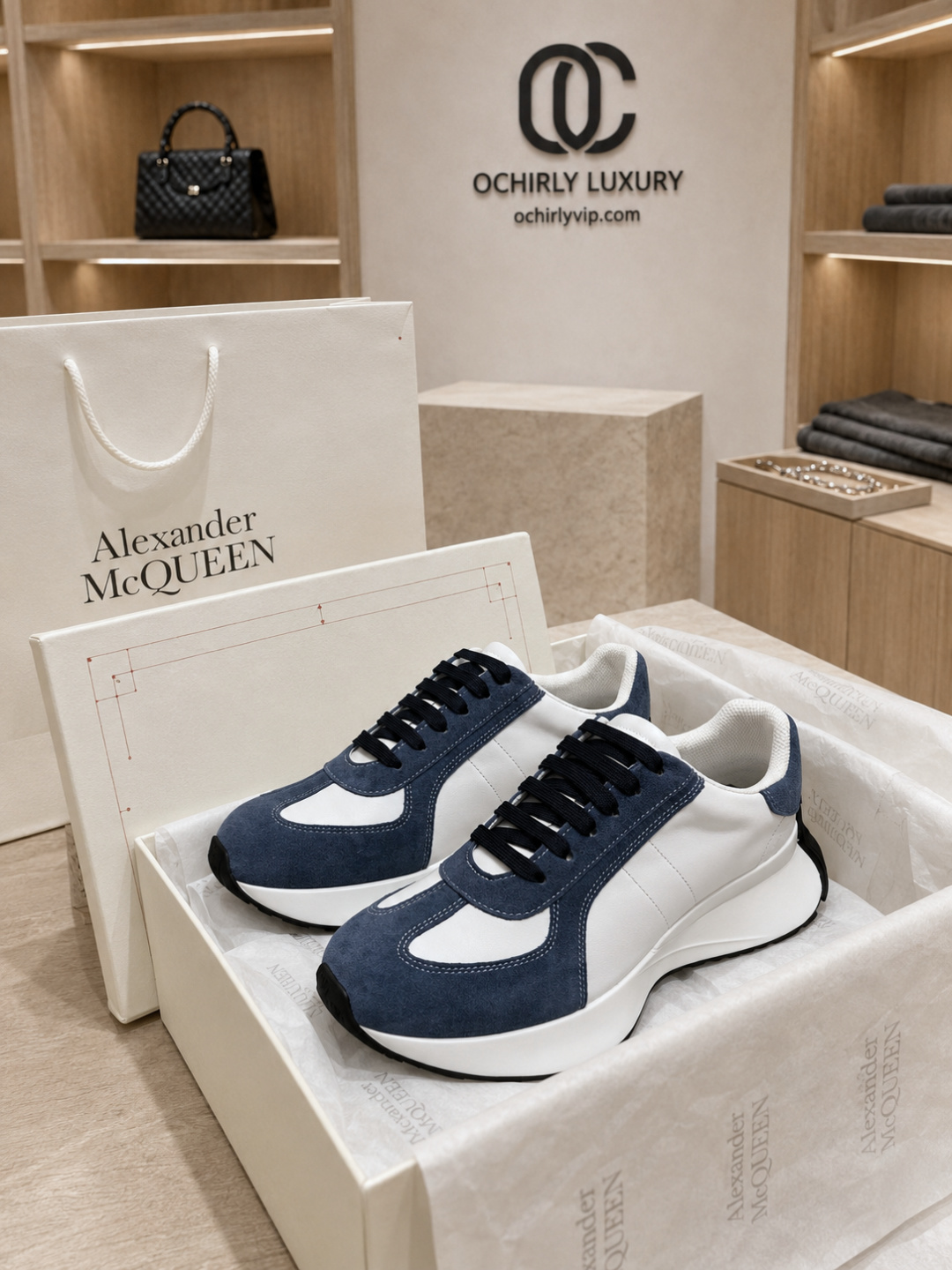 Alexander McQueen  Suede-Trim Platform Sneakers