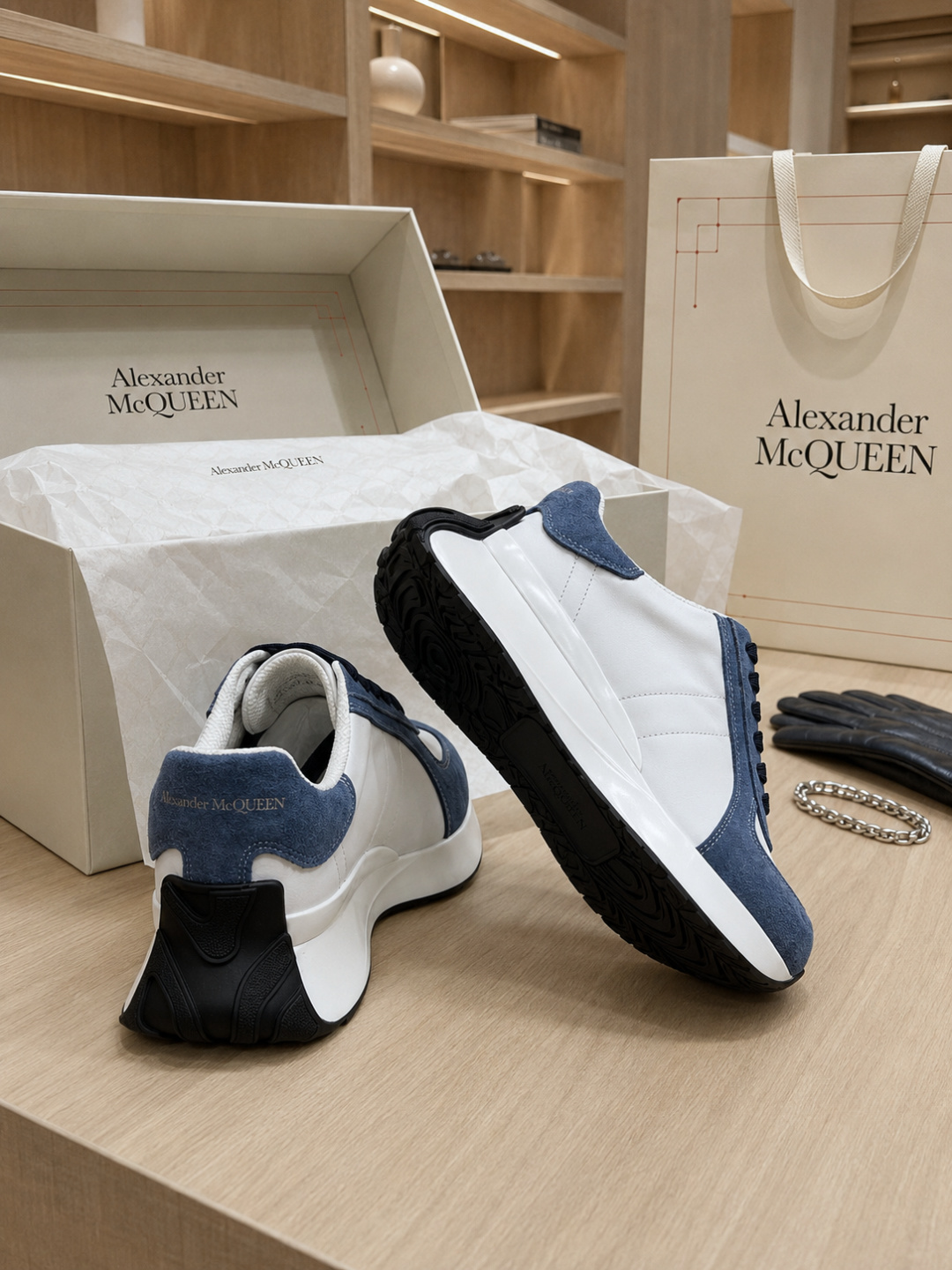 Alexander McQueen  Suede-Trim Platform Sneakers
