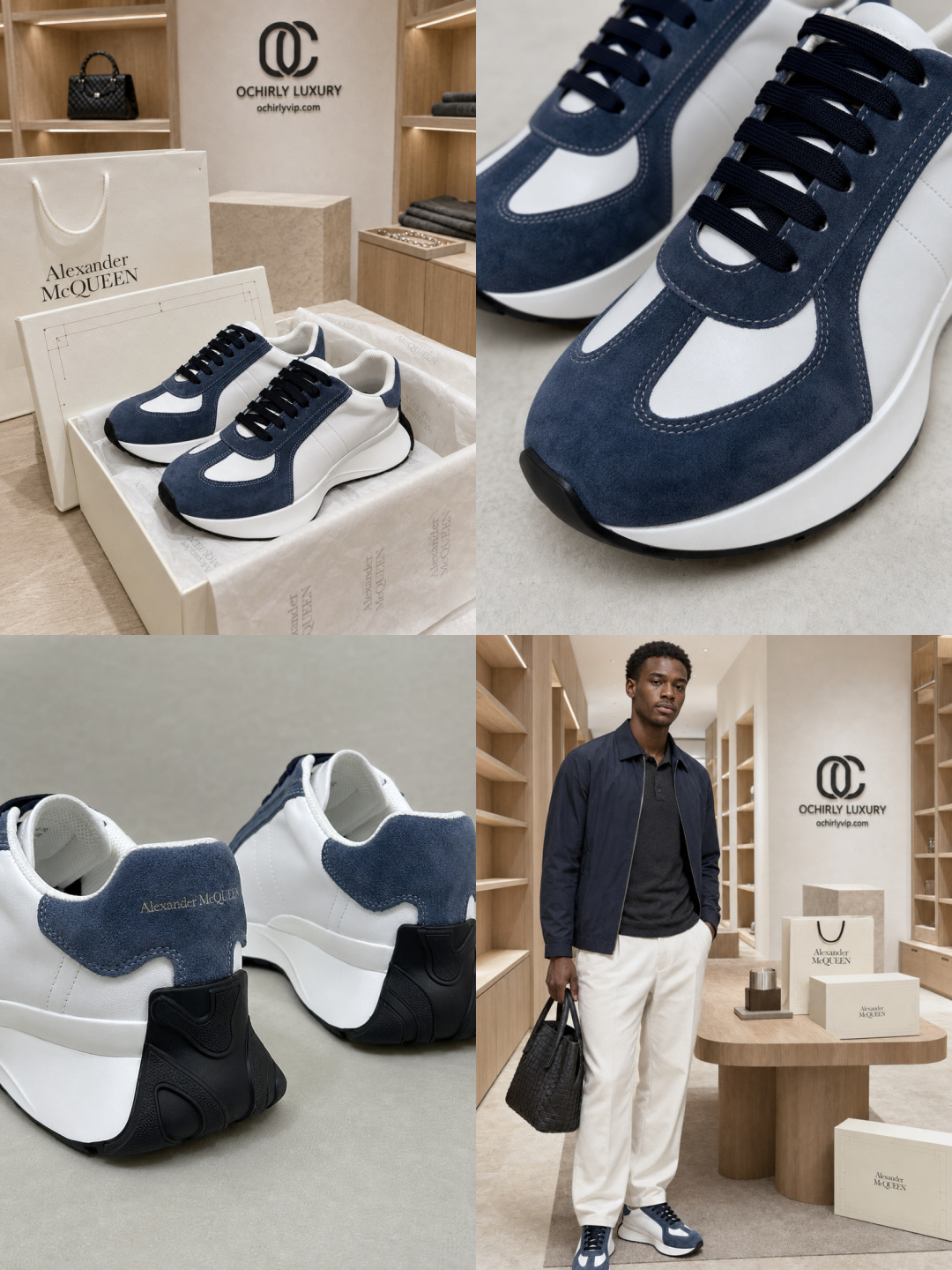 Alexander McQueen  Suede-Trim Platform Sneakers