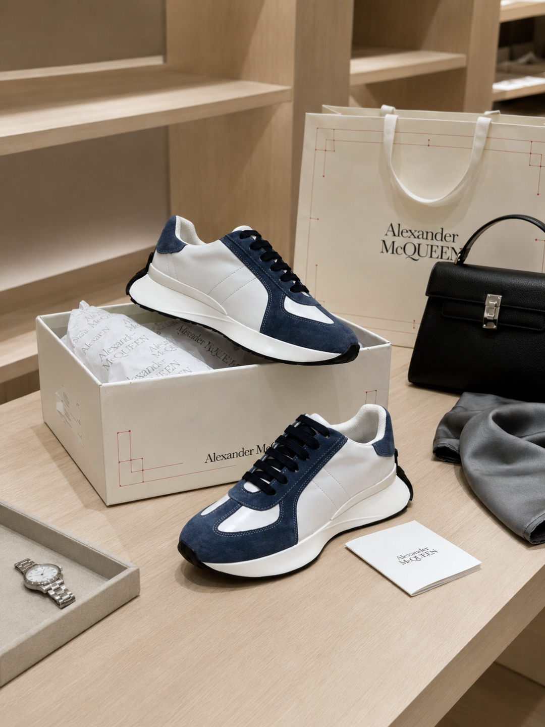 Alexander McQueen  Suede-Trim Platform Sneakers