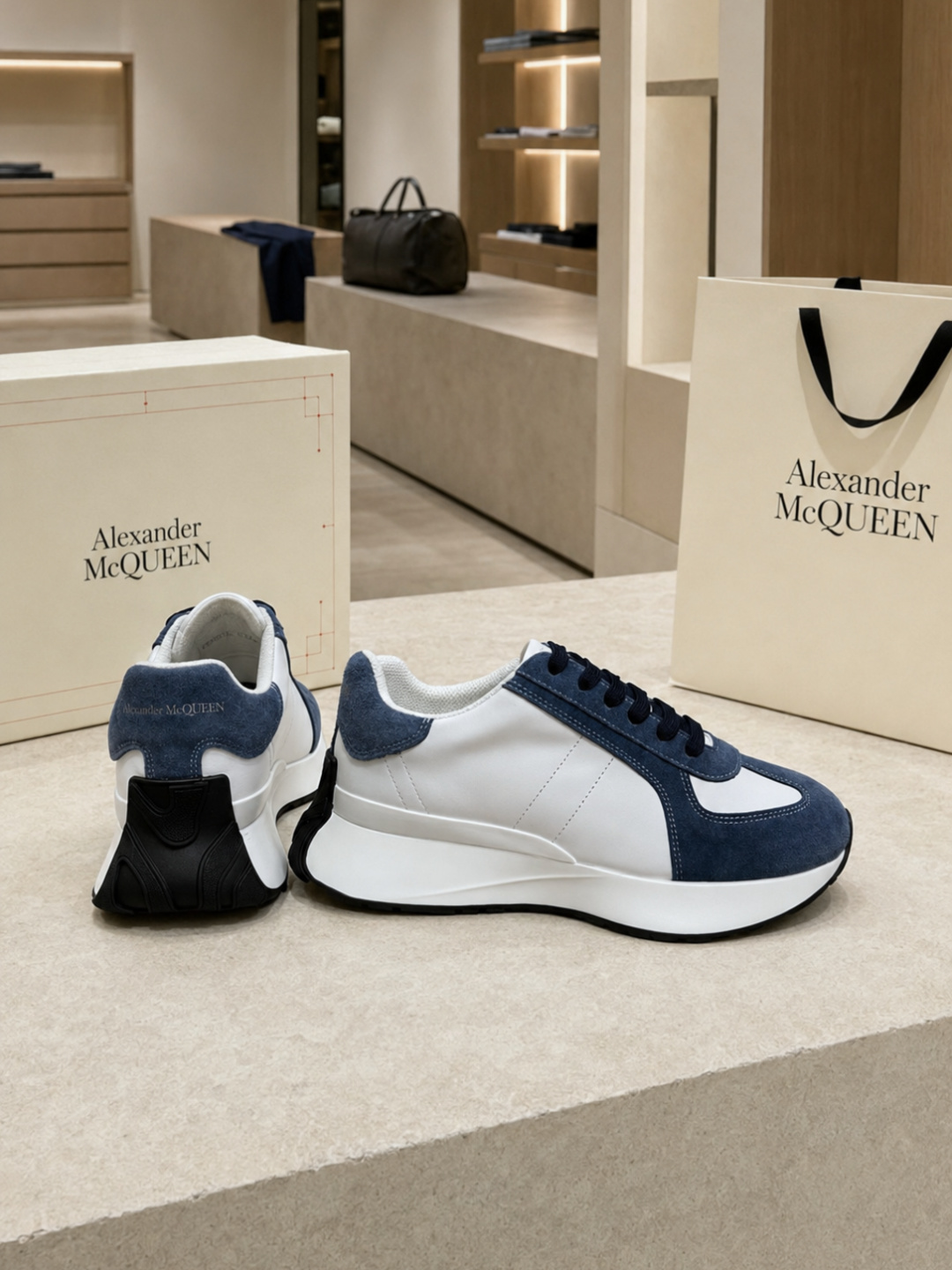 Alexander McQueen  Suede-Trim Platform Sneakers