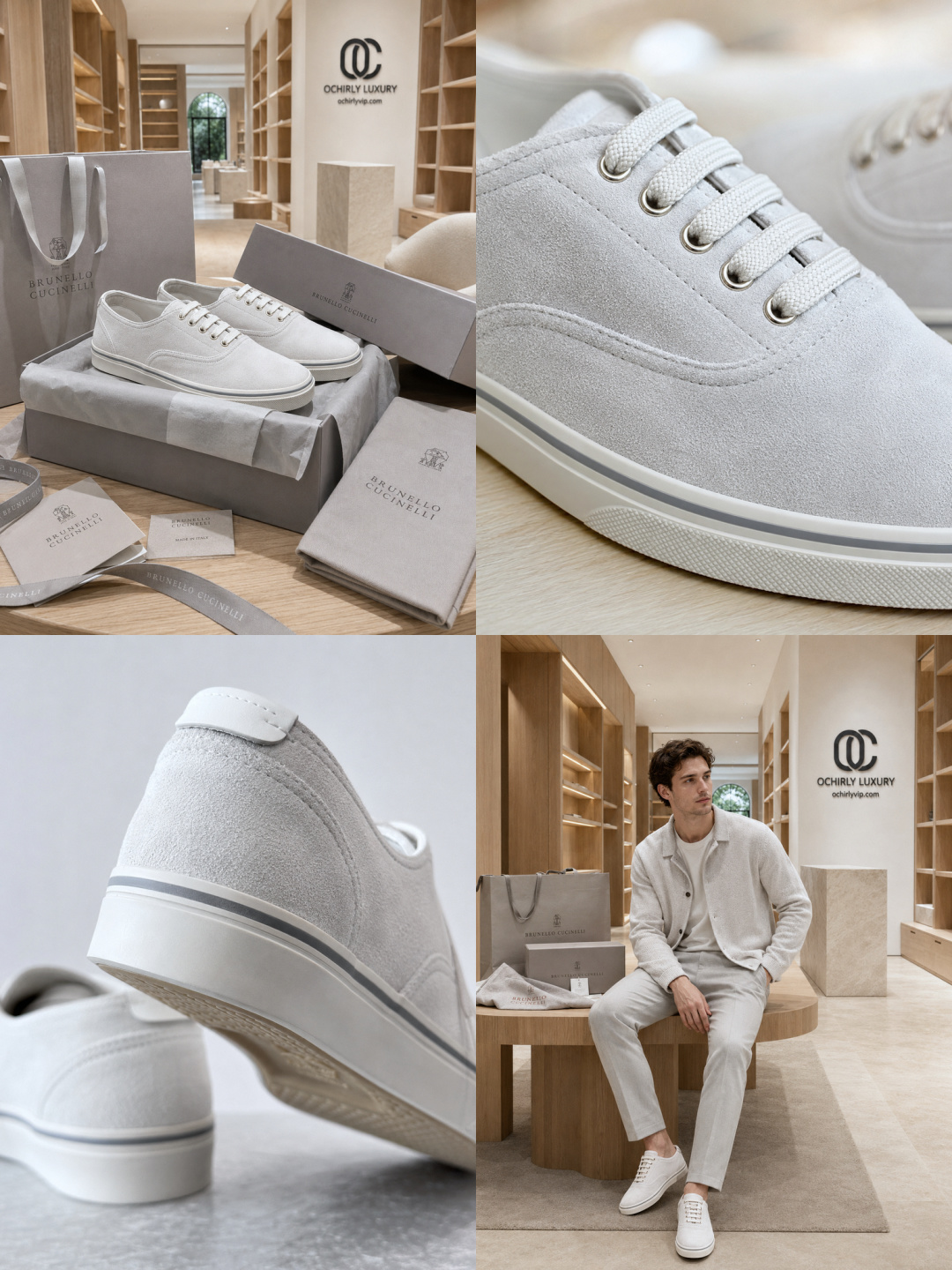 Brunello Cucinelli Men’s Suede Low-Top Sneakers