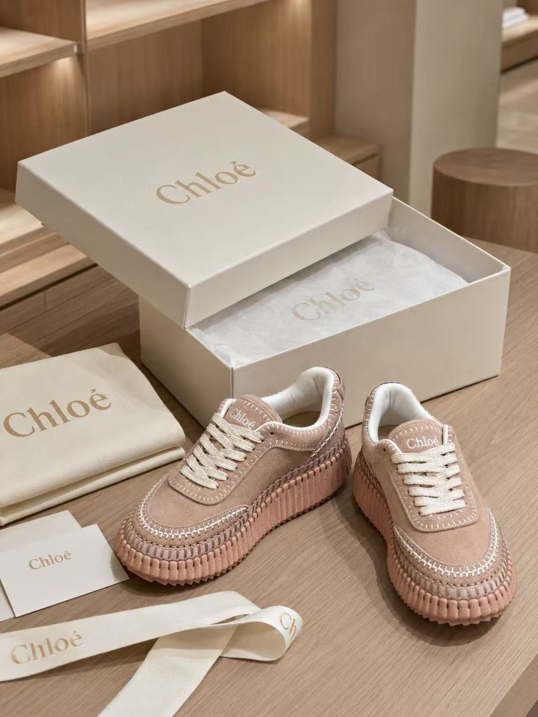 Chloé Nama Low-Top Sneakers – Pink