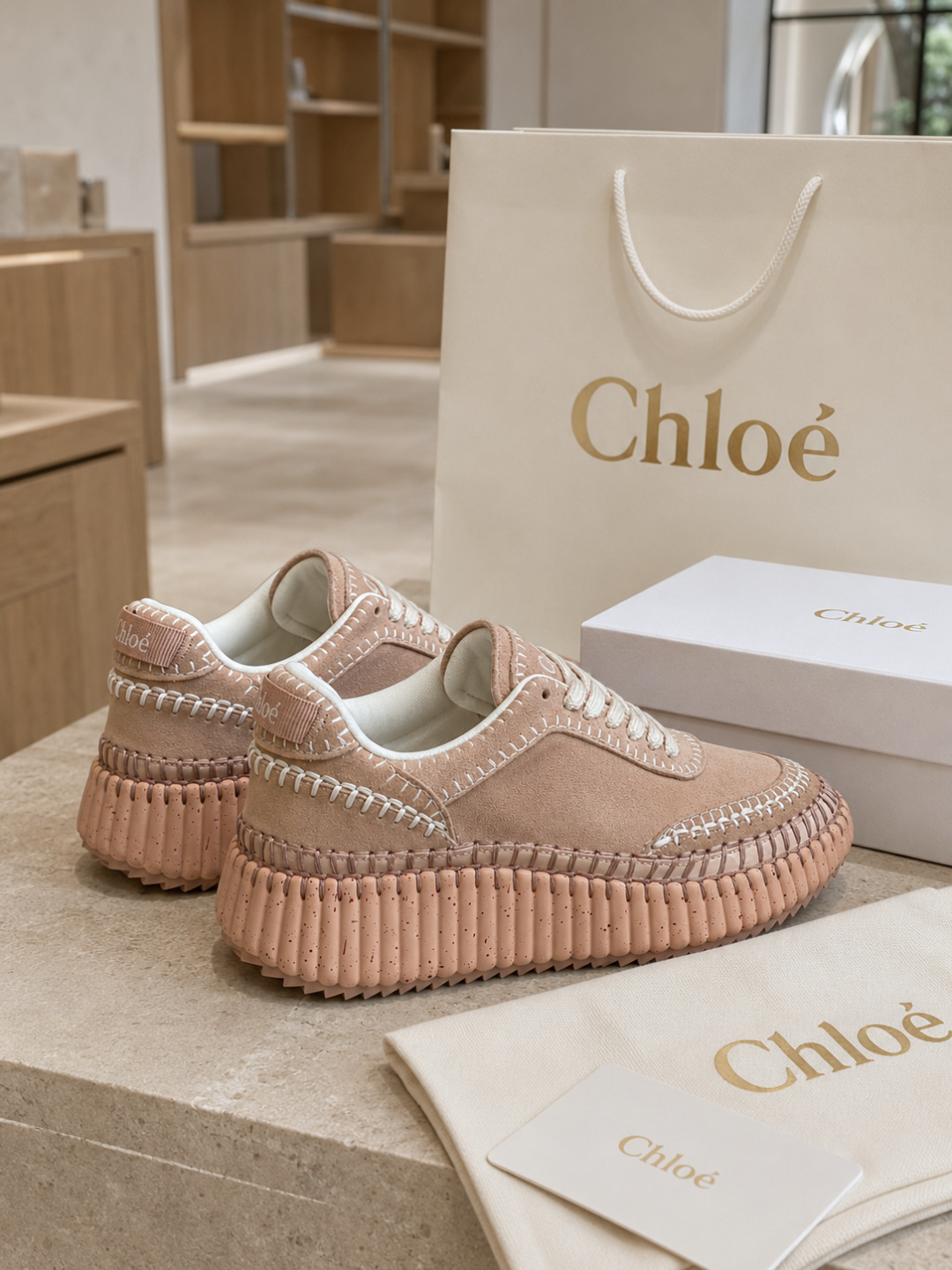 Chloé Nama Low-Top Sneakers – Pink