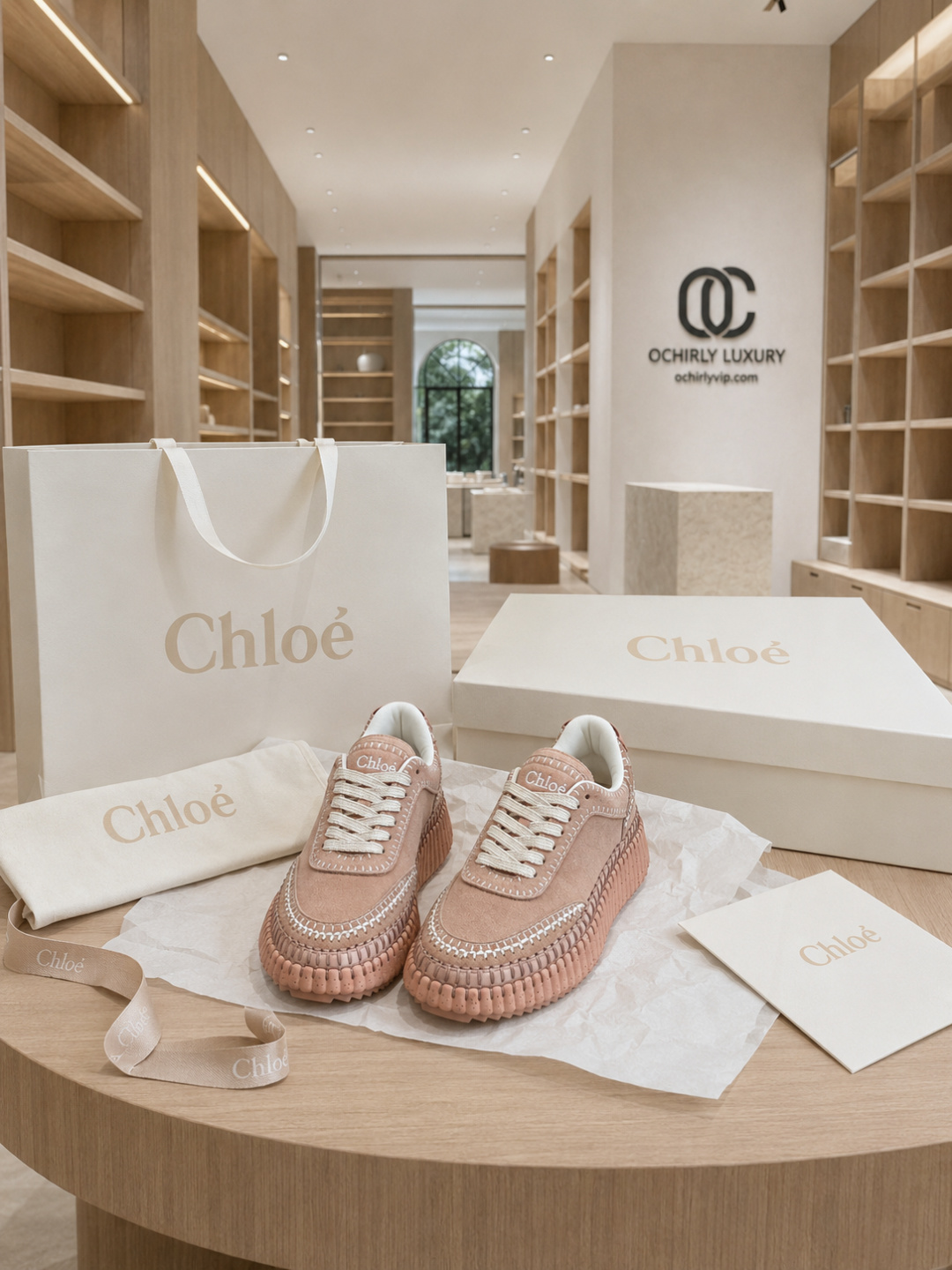 Chloé Nama Low-Top Sneakers – Pink
