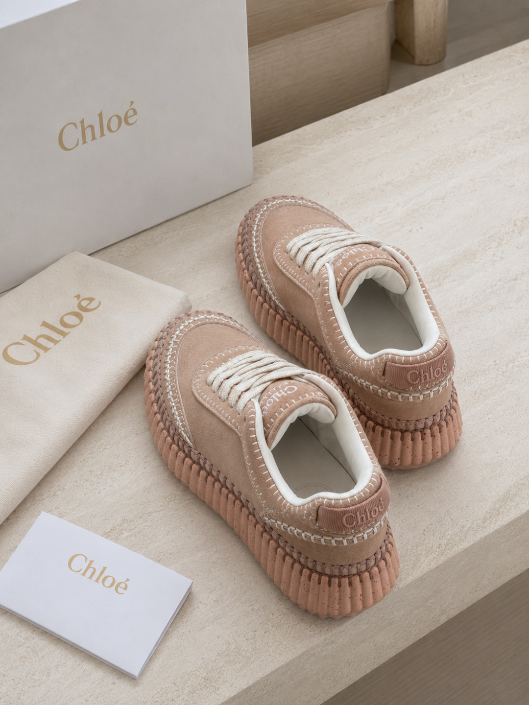 Chloé Nama Low-Top Sneakers – Pink