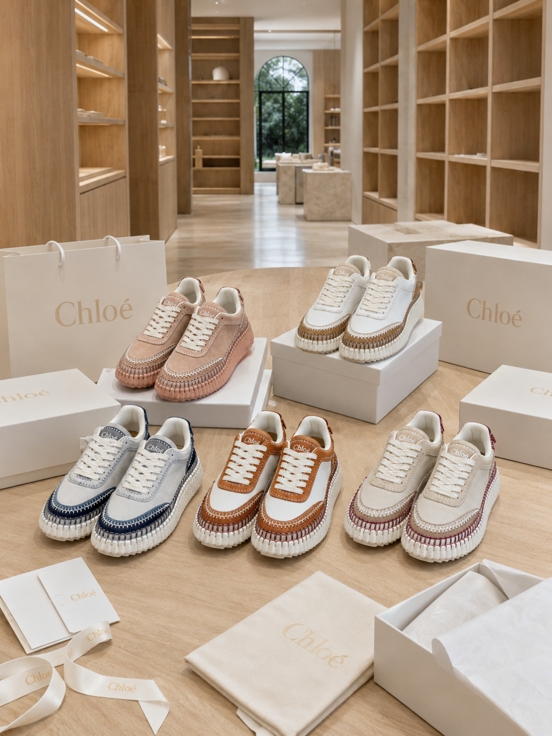 Chloé Nama Low-Top Sneakers – Pink