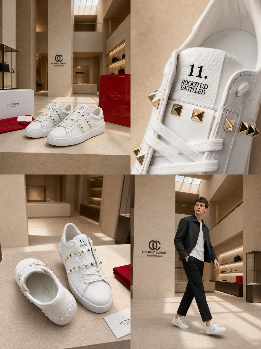 Valentino Garavani One Stud White Leather Sneakers