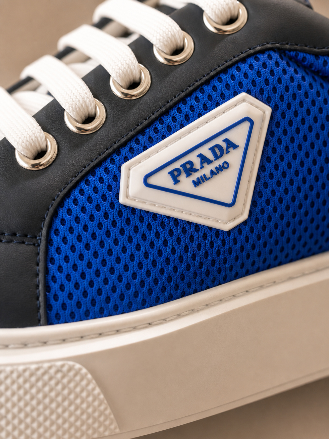 Prada Milano Blue Mesh Leather Low-To Sneakers