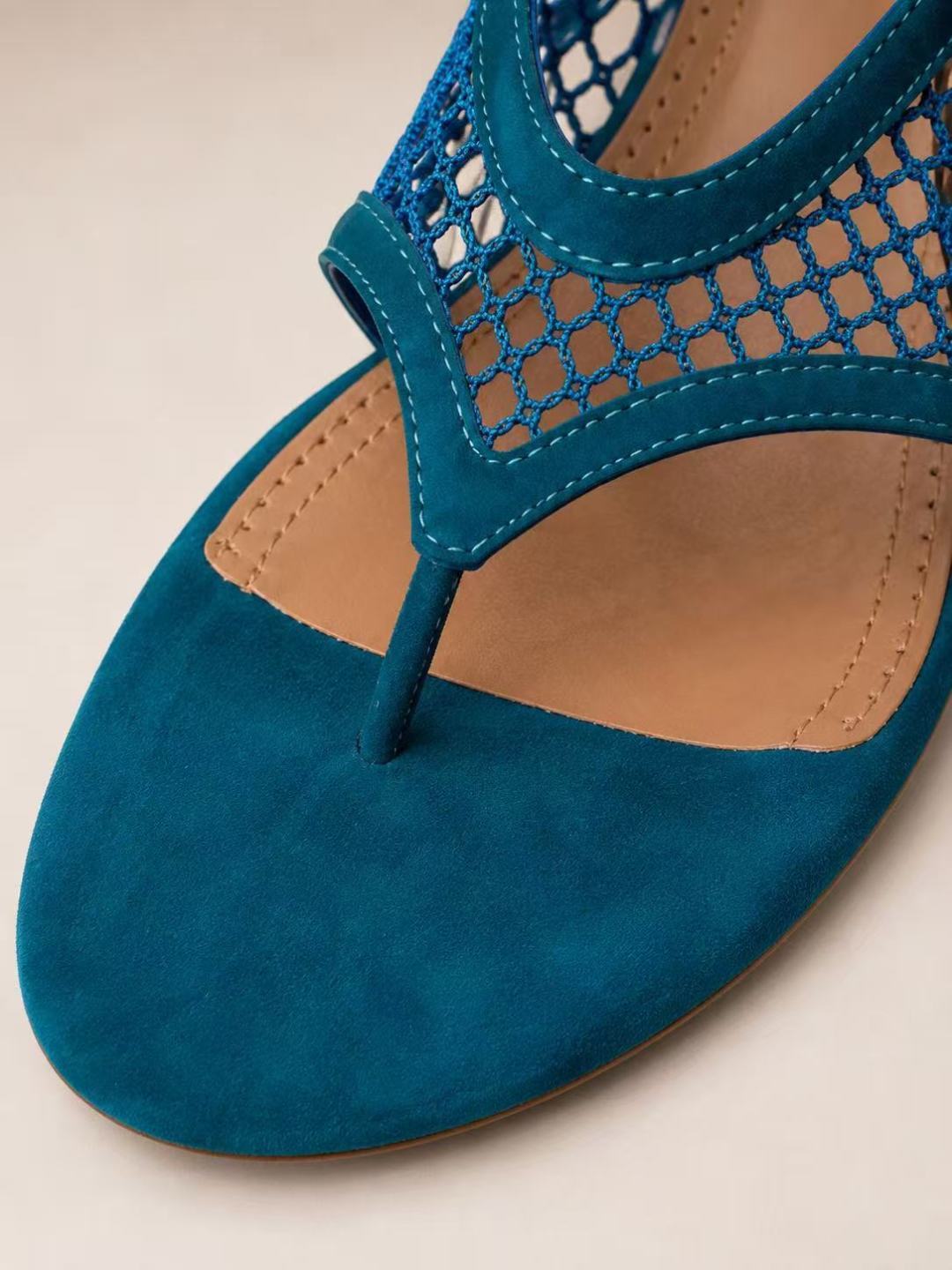 Alaïa Blue Suede Fishnet Slingback Heeled
