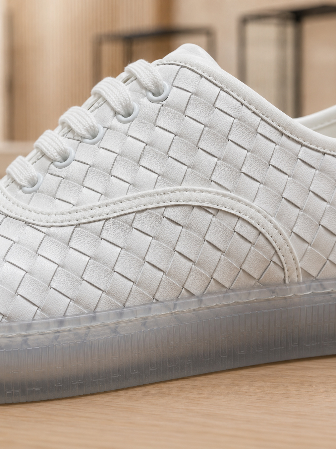 Bottega Venet Intrecciato White Leather Sneakers