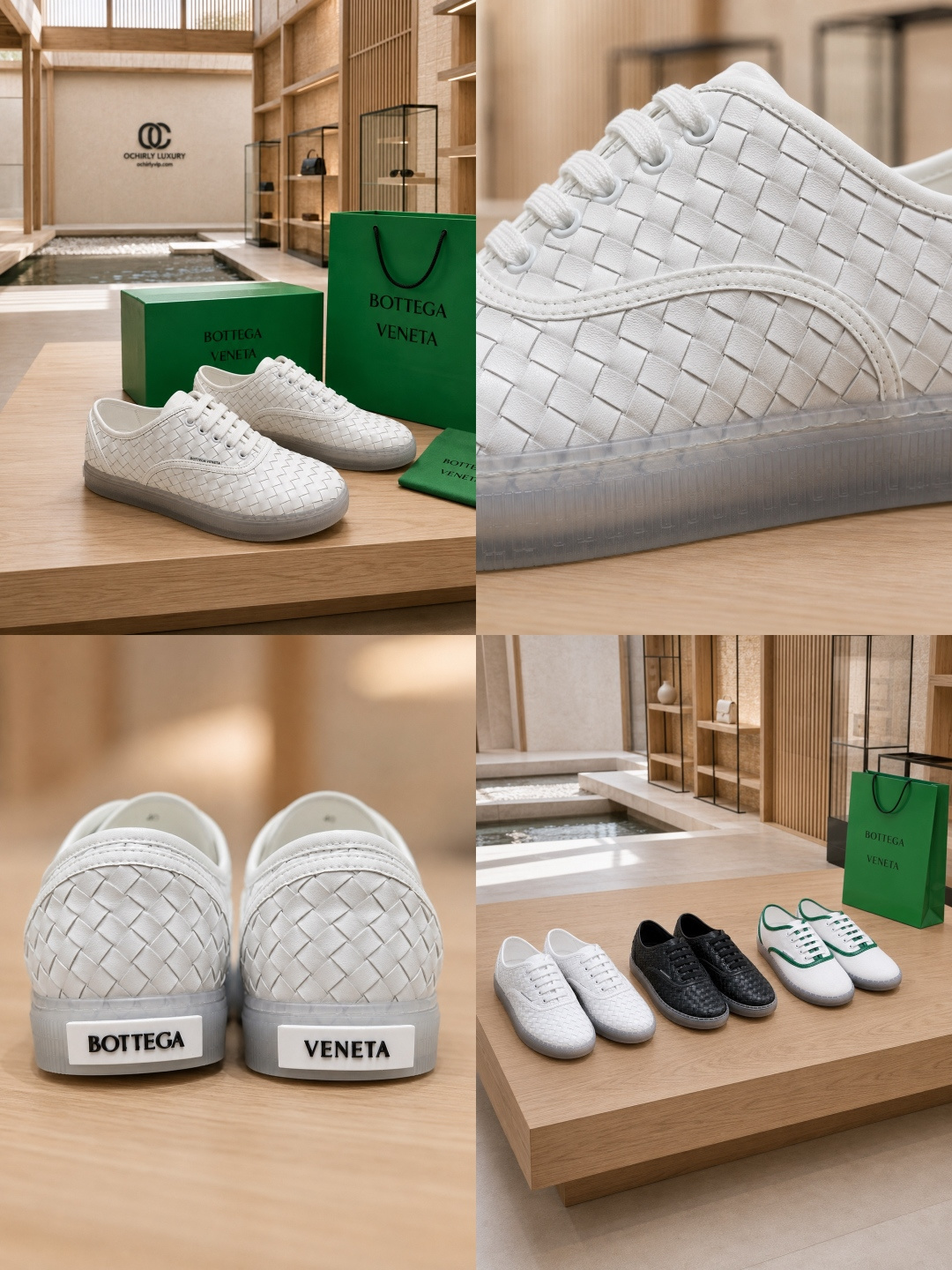 Bottega Venet Intrecciato White Leather Sneakers