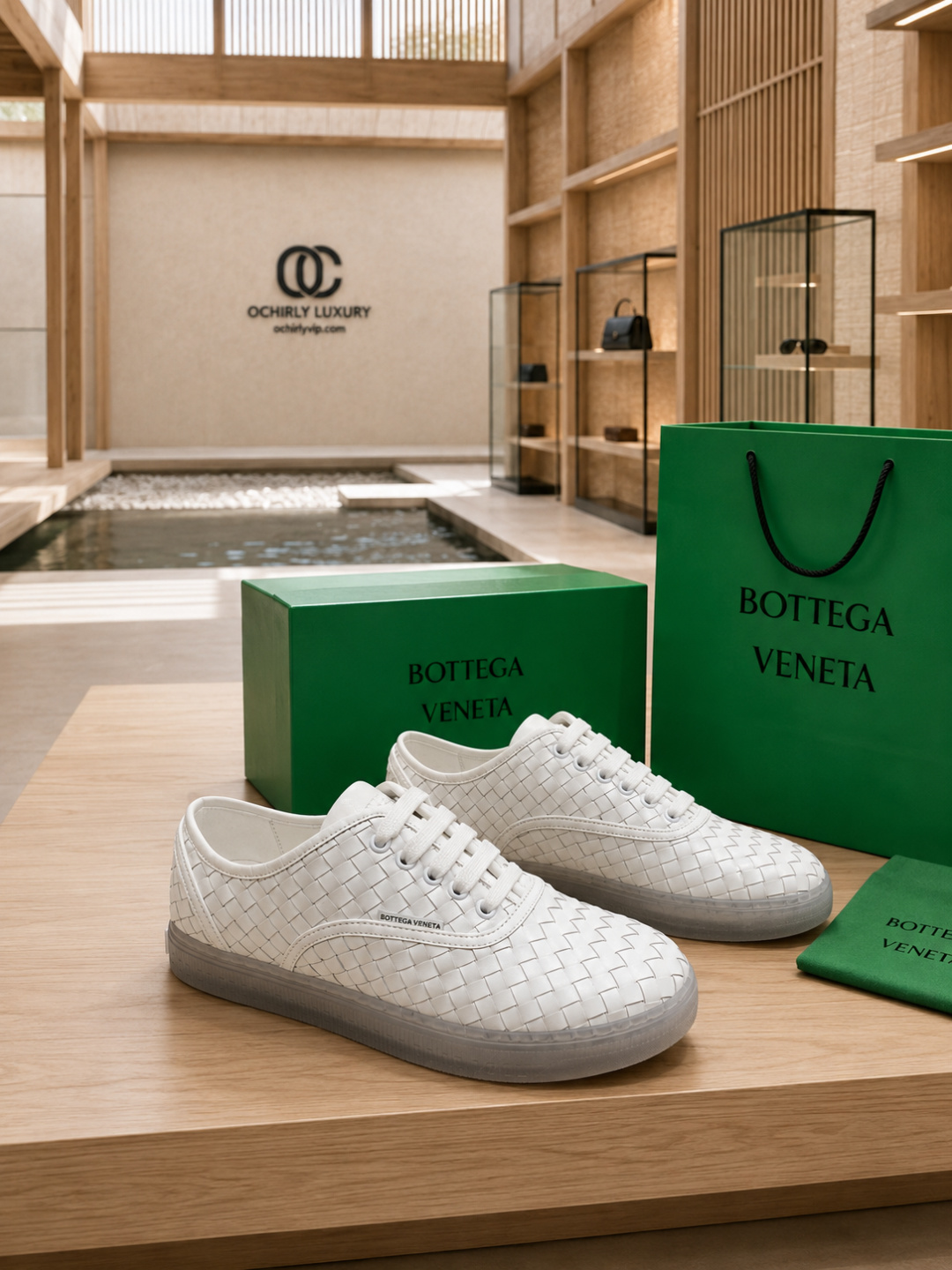 Bottega Venet Intrecciato White Leather Sneakers