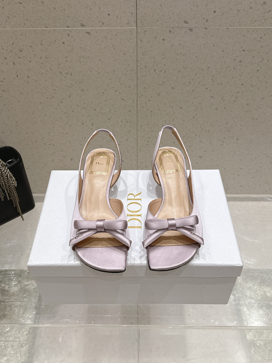 Dior Satin Bow Slingback Sandals