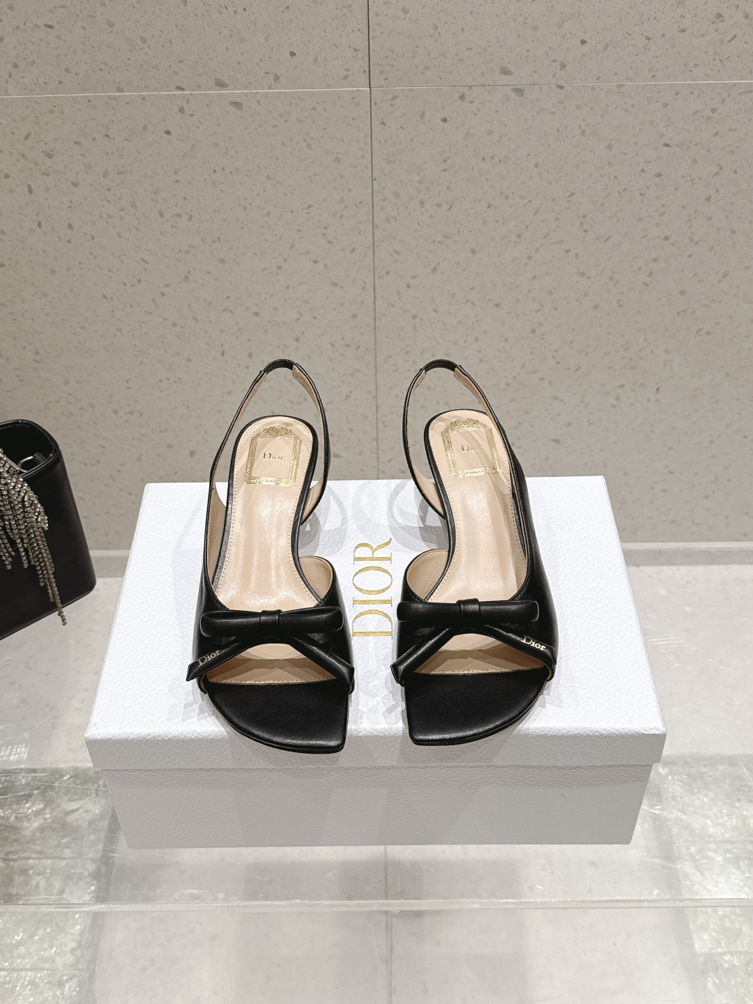 Dior Satin Bow Slingback Sandals
