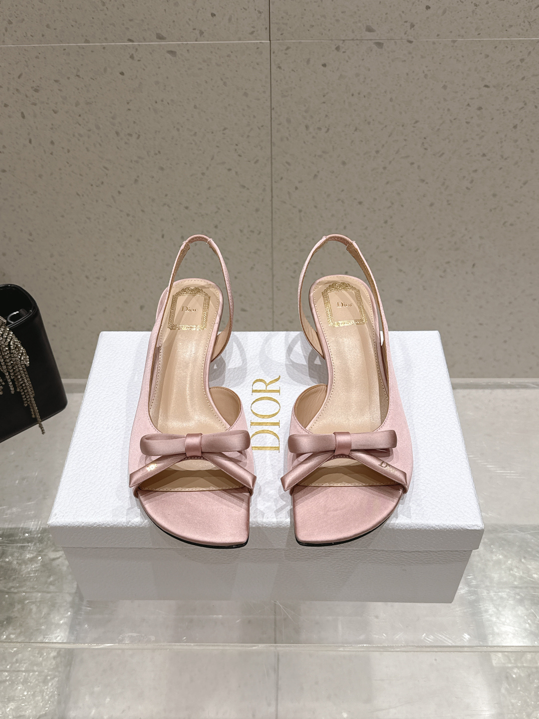 Dior Satin Bow Slingback Sandals