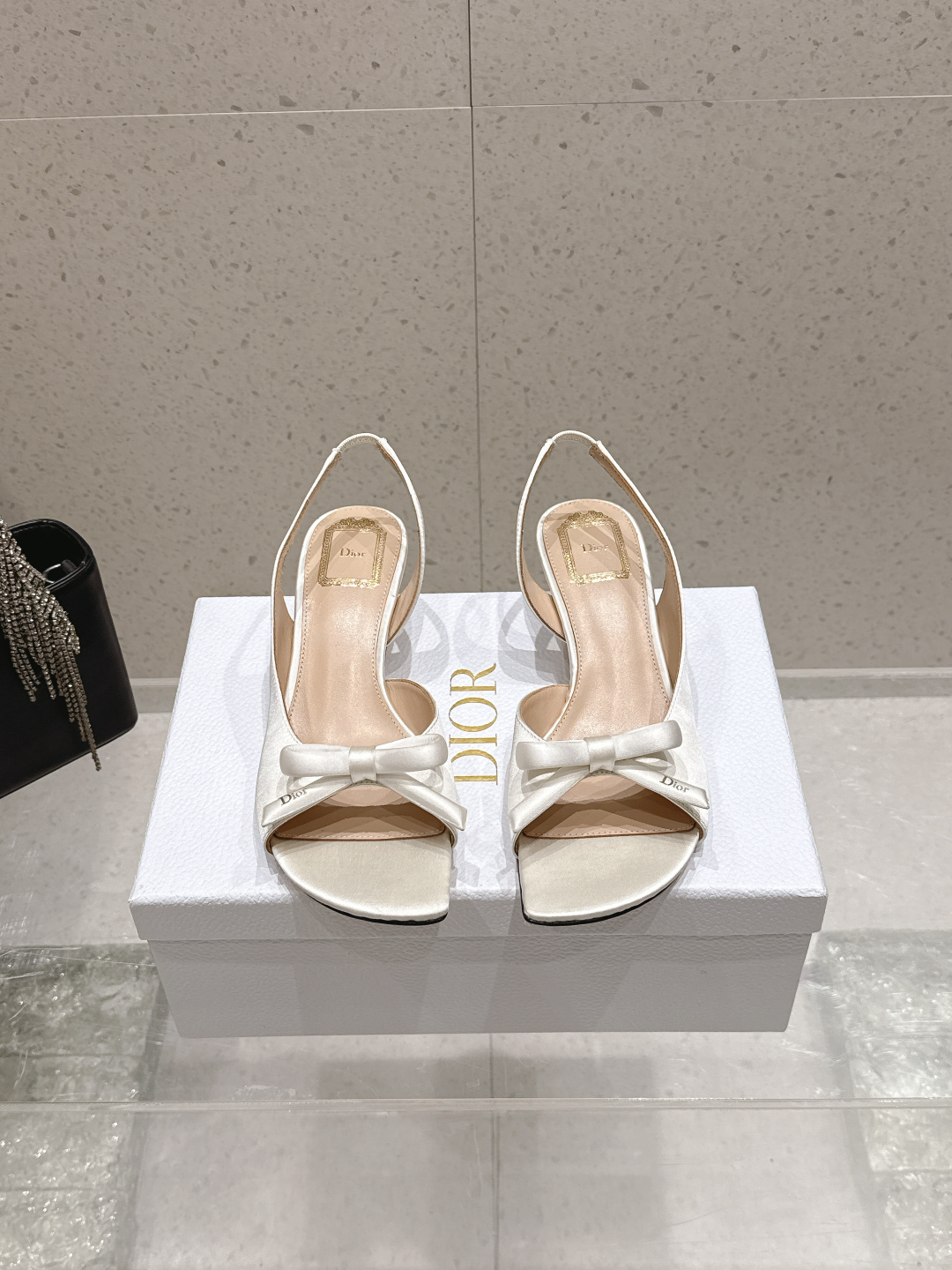 Dior Satin Bow Slingback Sandals