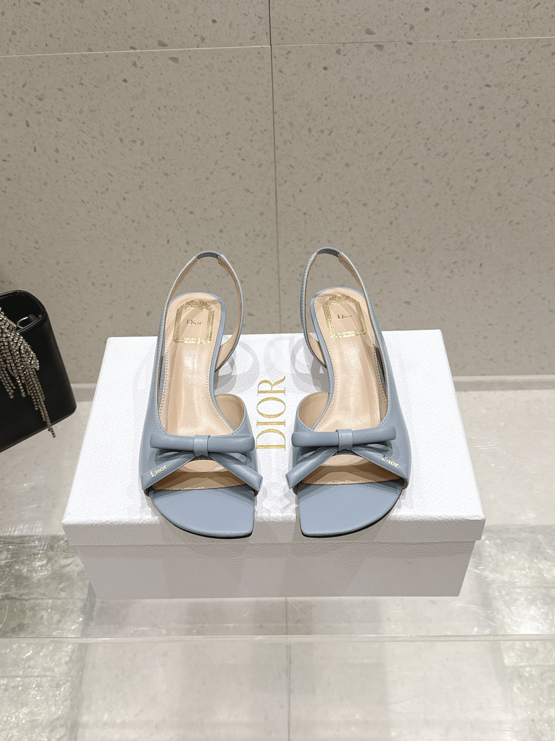 Dior Satin Bow Slingback Sandals