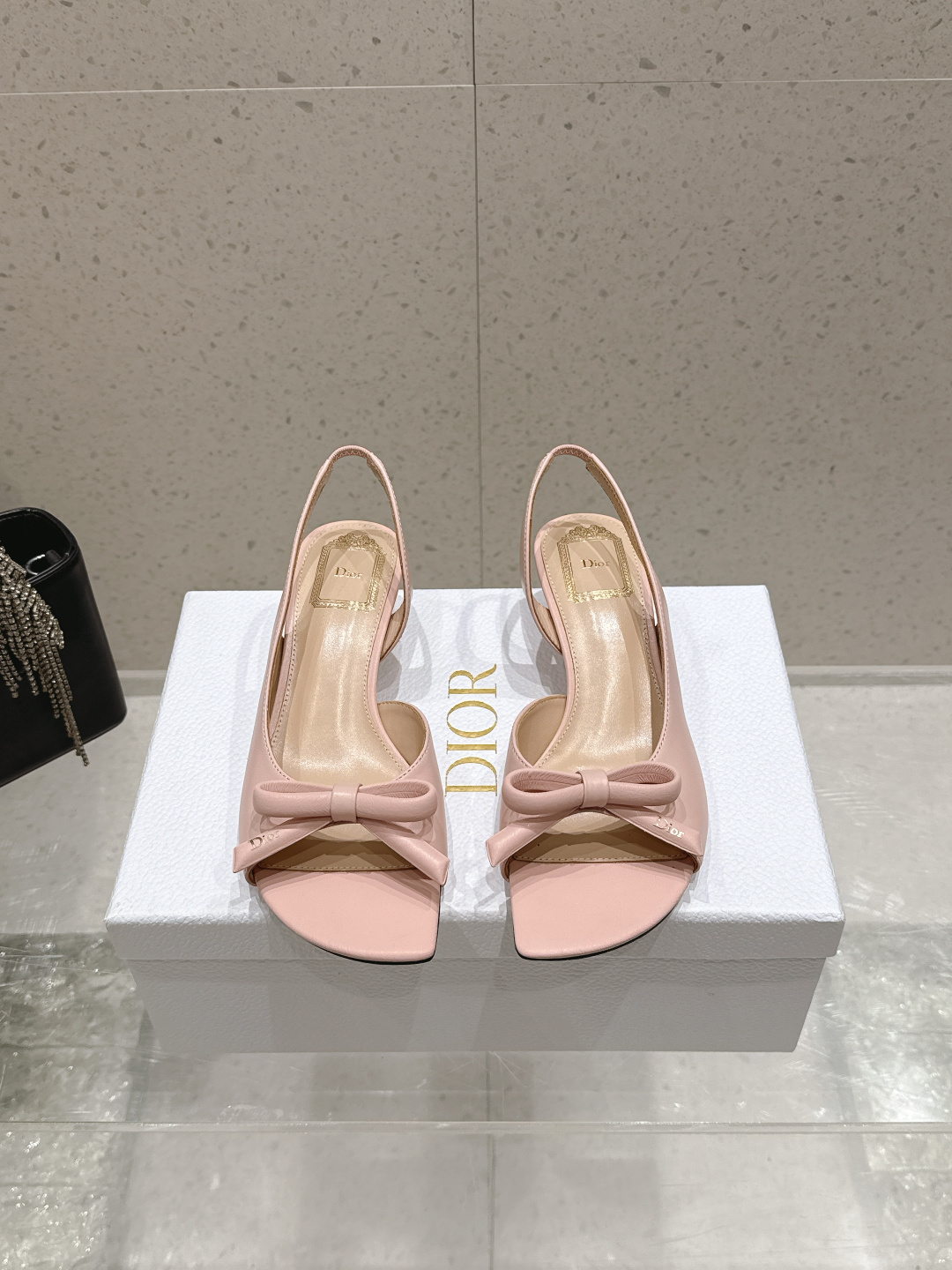 Dior Satin Bow Slingback Sandals