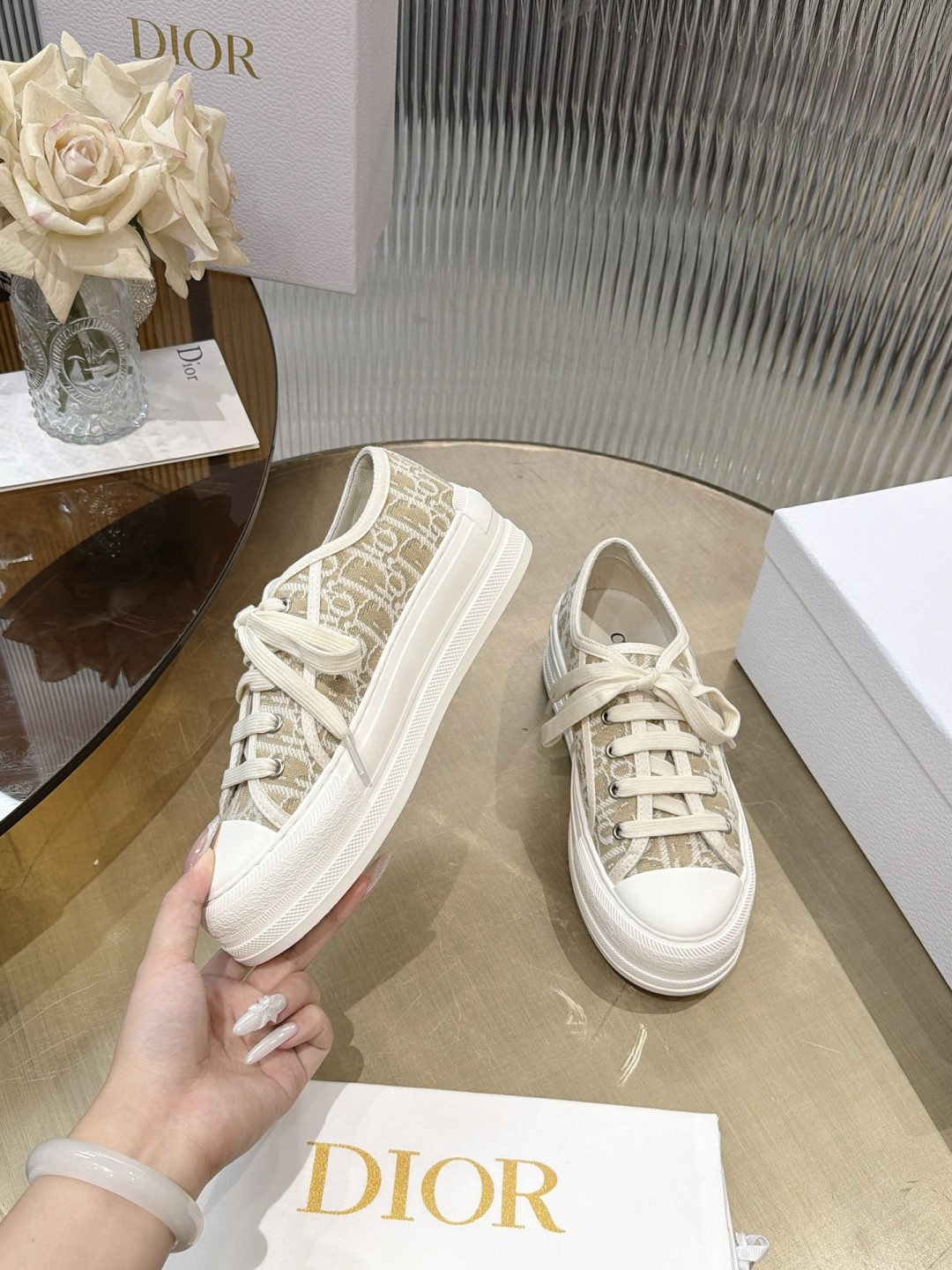 Dior Star Platform Canvas Shoes