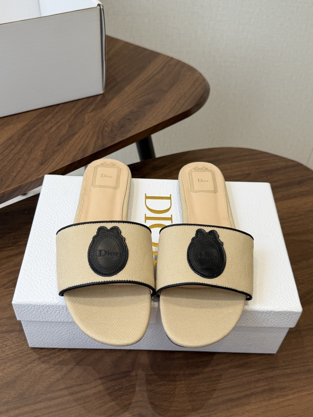 Dior Canvas Emblem Slides