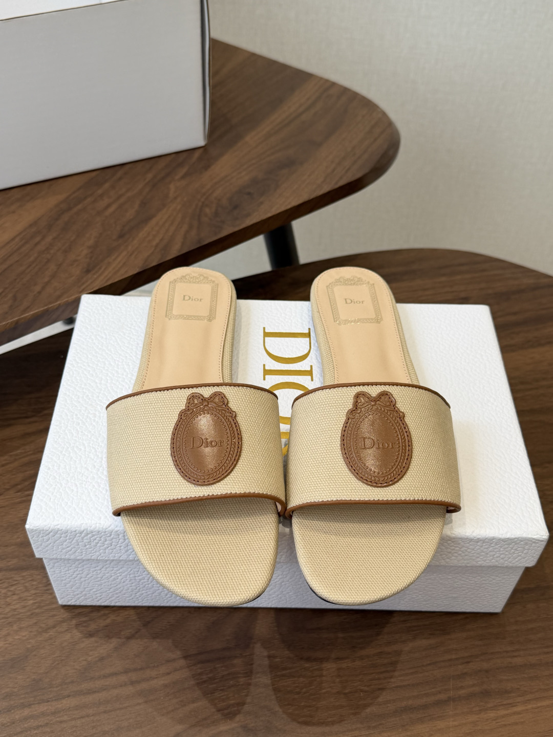 Dior Canvas Emblem Slides