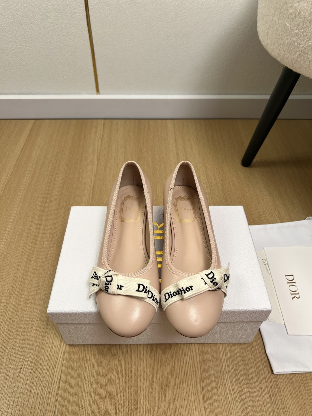Dior Ribbon Bow Ballet Flat Shoes
