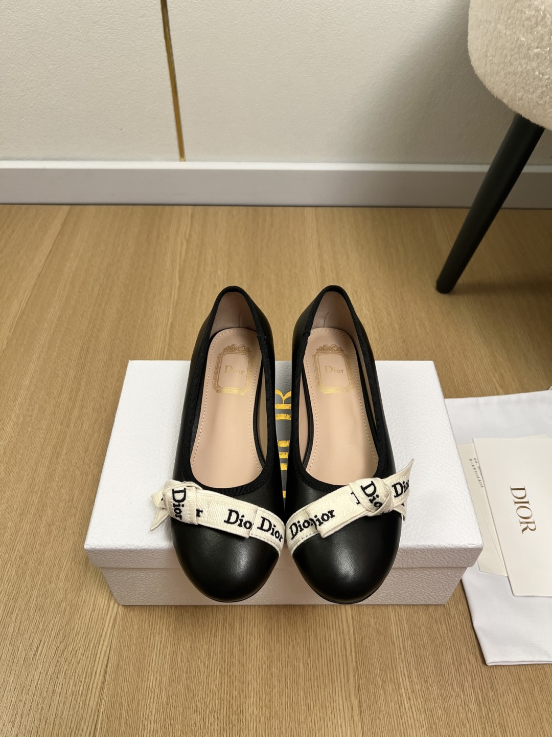 Dior Ribbon Bow Ballet Flat Shoes