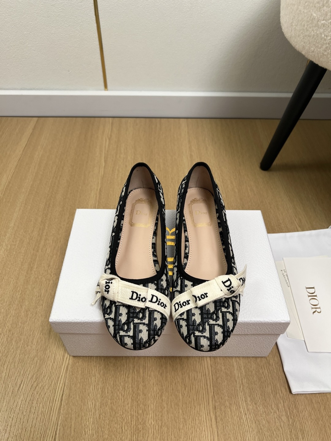 Dior Ribbon Bow Ballet Flat Shoes