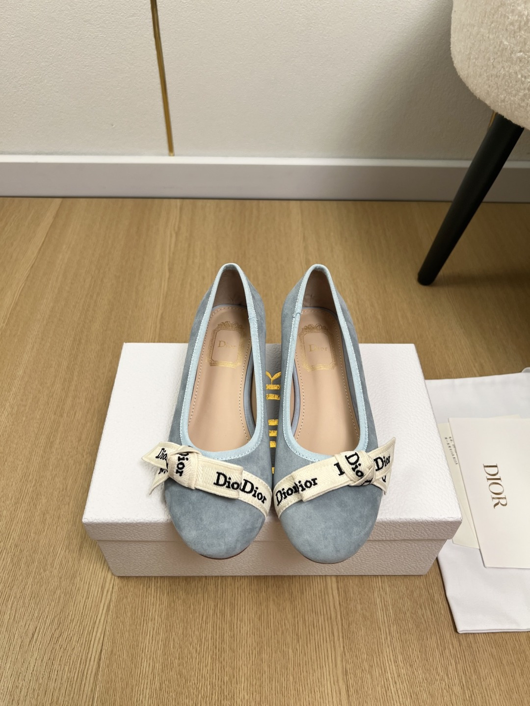 Dior Ribbon Bow Ballet Flat Shoes