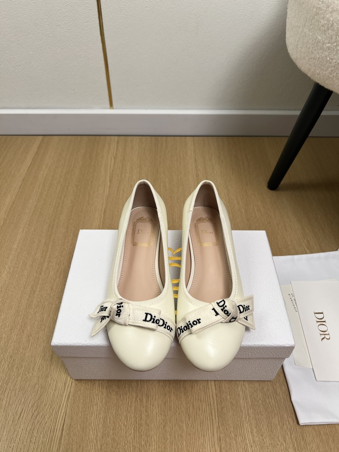 Dior Ribbon Bow Ballet Flat Shoes