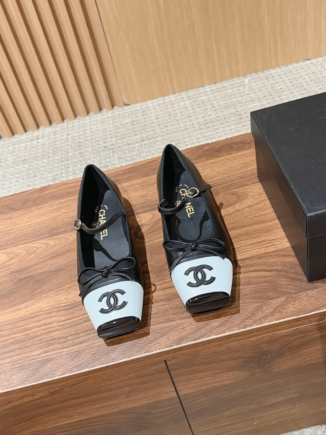 CHANEL CC Cap Toe Mary Jane Ballet Flats