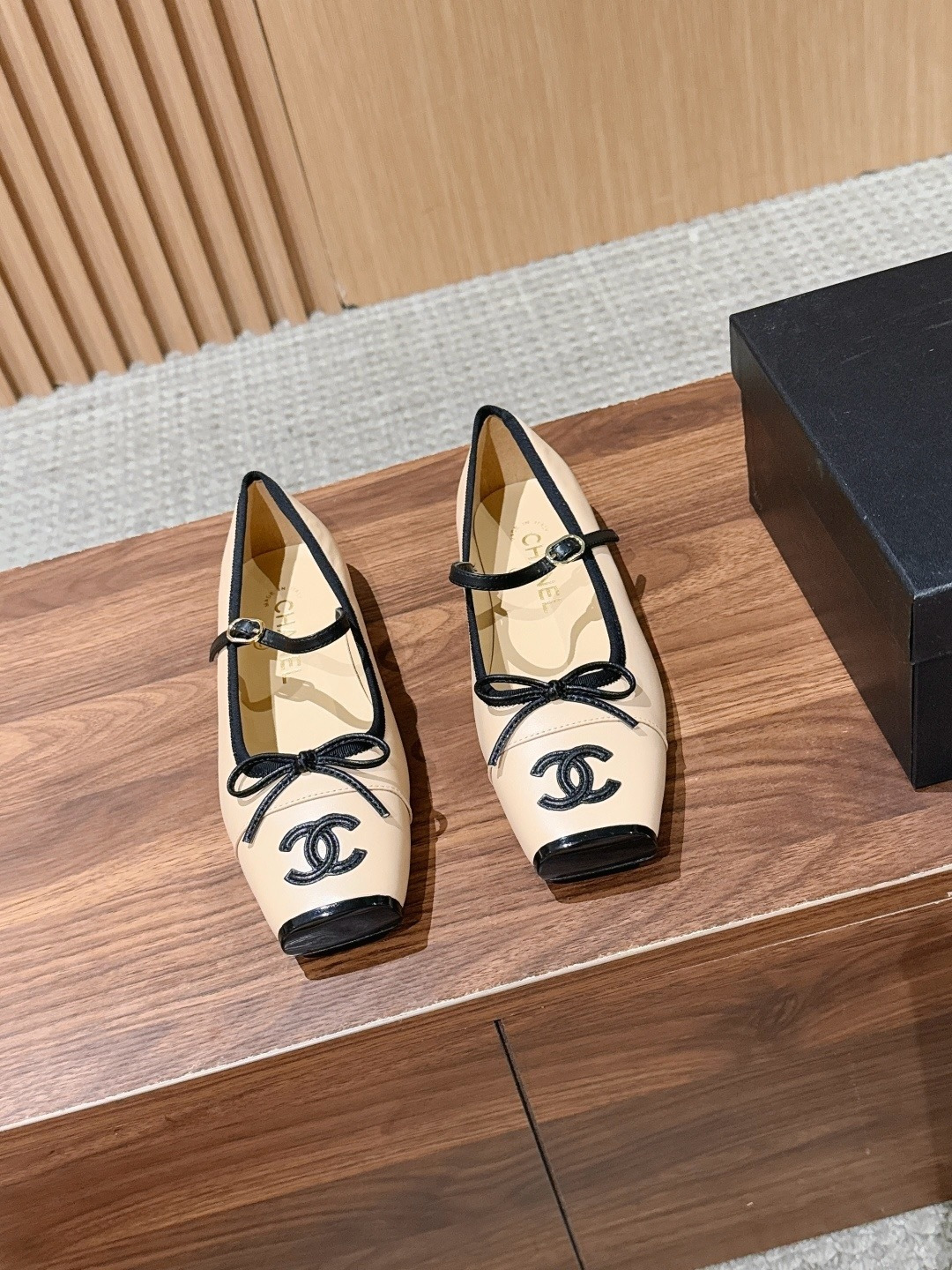 CHANEL CC Cap Toe Mary Jane Ballet Flats