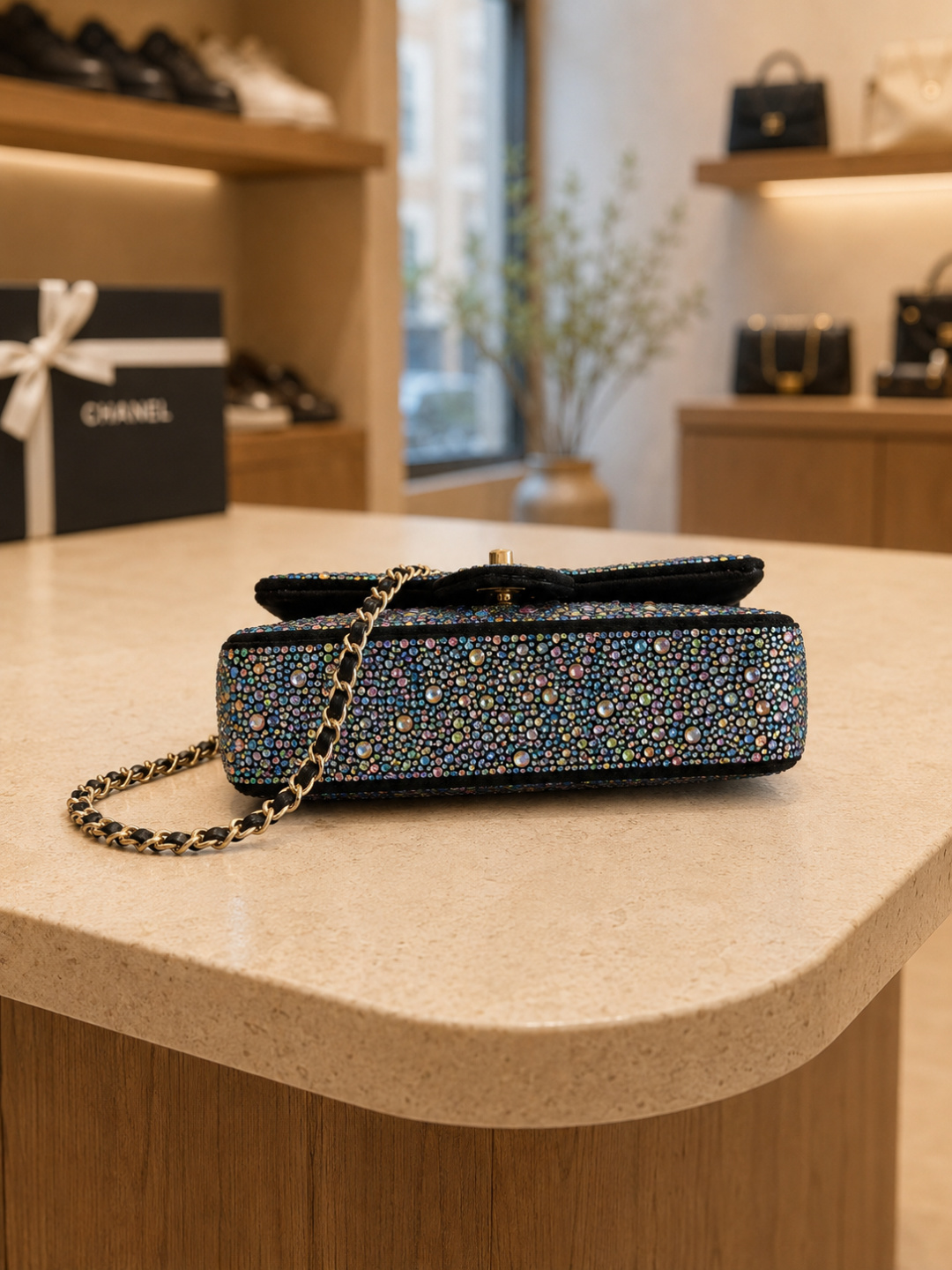 CHANEL Multicolor Crystal Embellished Classic bag