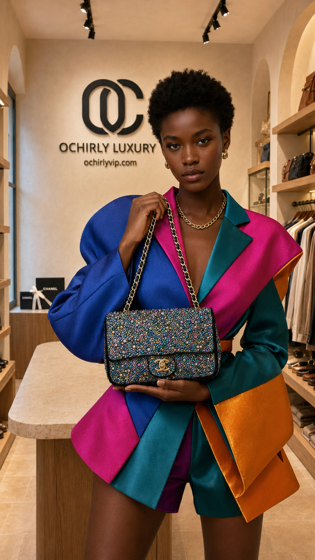 CHANEL Multicolor Crystal Embellished Classic bag