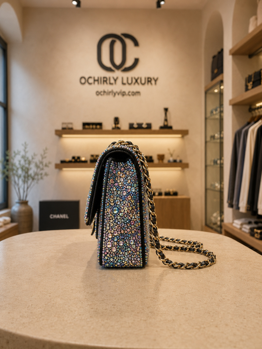 CHANEL Multicolor Crystal Embellished Classic bag