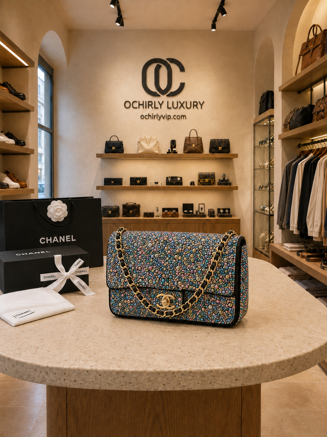CHANEL Multicolor Crystal Embellished Classic bag