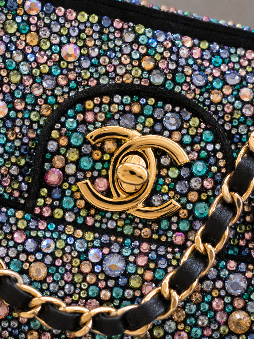 CHANEL Multicolor Crystal Embellished Classic bag