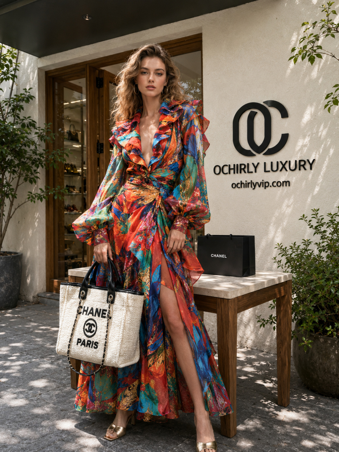 CHANEL Deauville Canvas Tote Bag White & Black