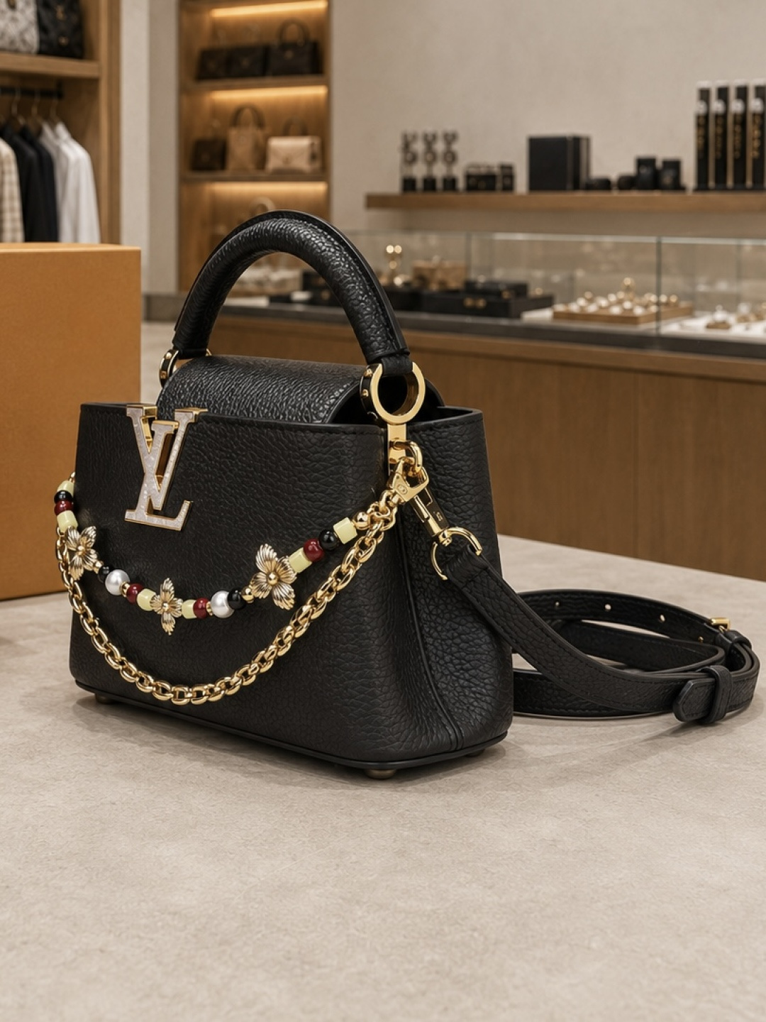 Louis Vuitton Capucines Mini Black Leather Top bag