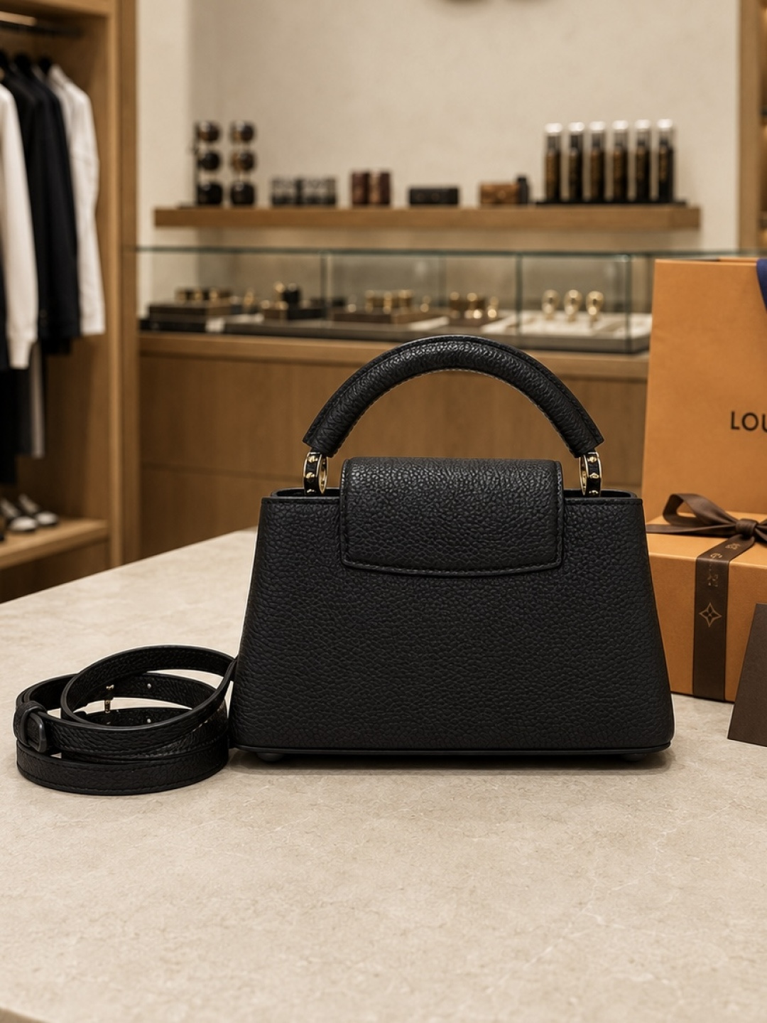 Louis Vuitton Capucines Mini Black Leather Top bag