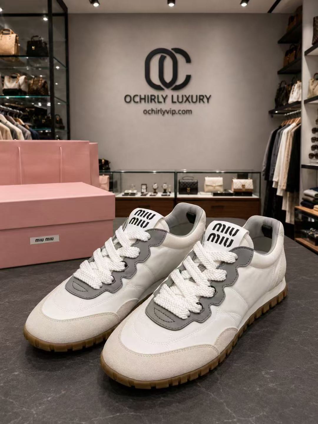 Miu Miu Leather & Suede Low-Top Sneakers
